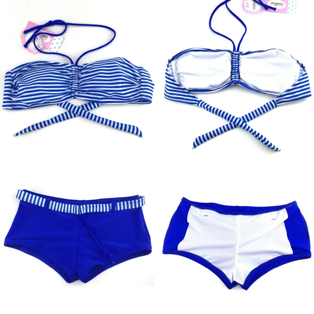 Новый Полосатый бикини девушки 2017 для девочек купальник из двух частей ванный