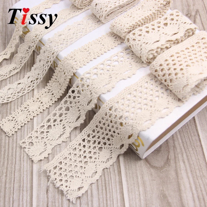 4 м/лот кружевная лента бежевого цвета 5 размеров хлопковый материал с кружевной