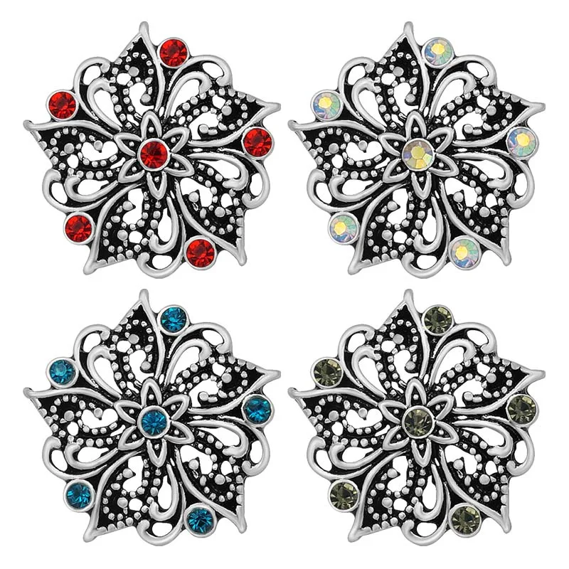 Новинка KZ3139 очаровательные Красочные цветы разразы узор 20 мм защелкивающиеся кнопки подходит для браслета с защелкой ювелирные изделия оптом