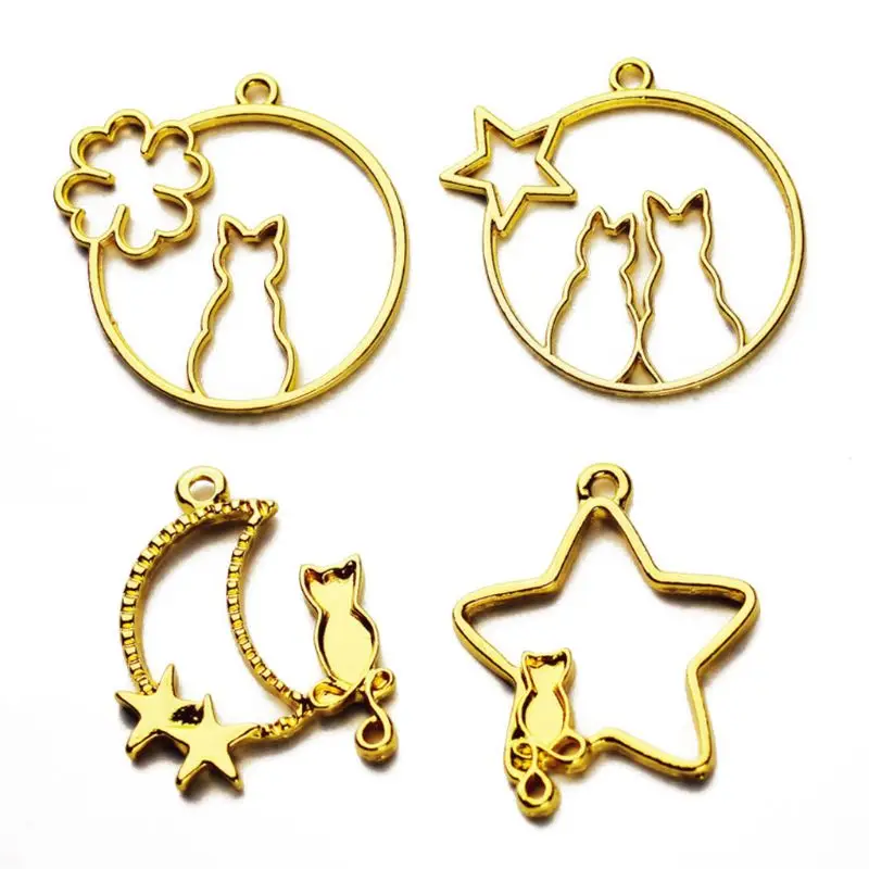 

2Pcs Cat Pendant Blank UV Resin Frame Pendant Open Bezel Setting Jewelry Making