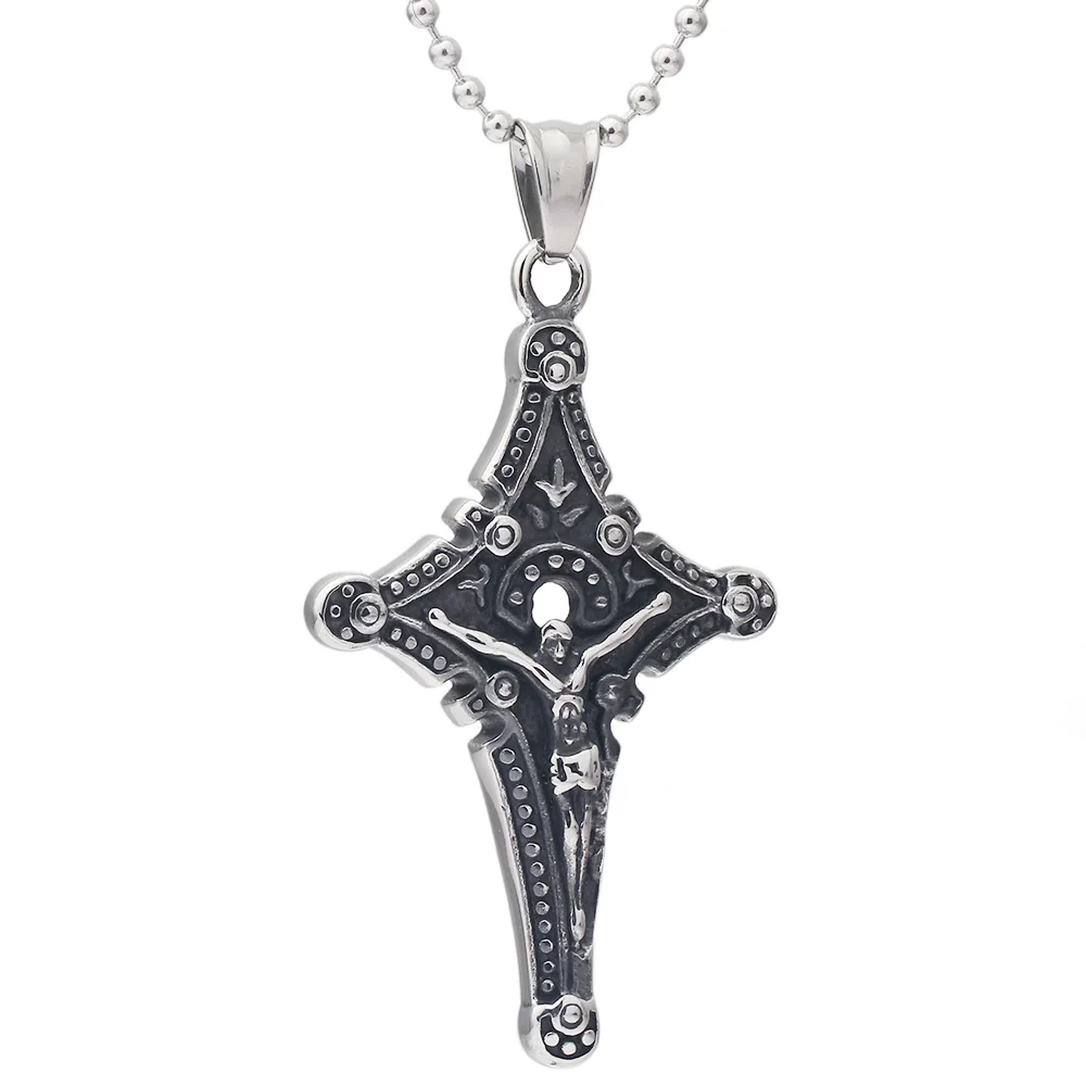 

Cross Christian Jesus Pendant Men Necklace Stainless Steel Jewerly Mens Jewelry