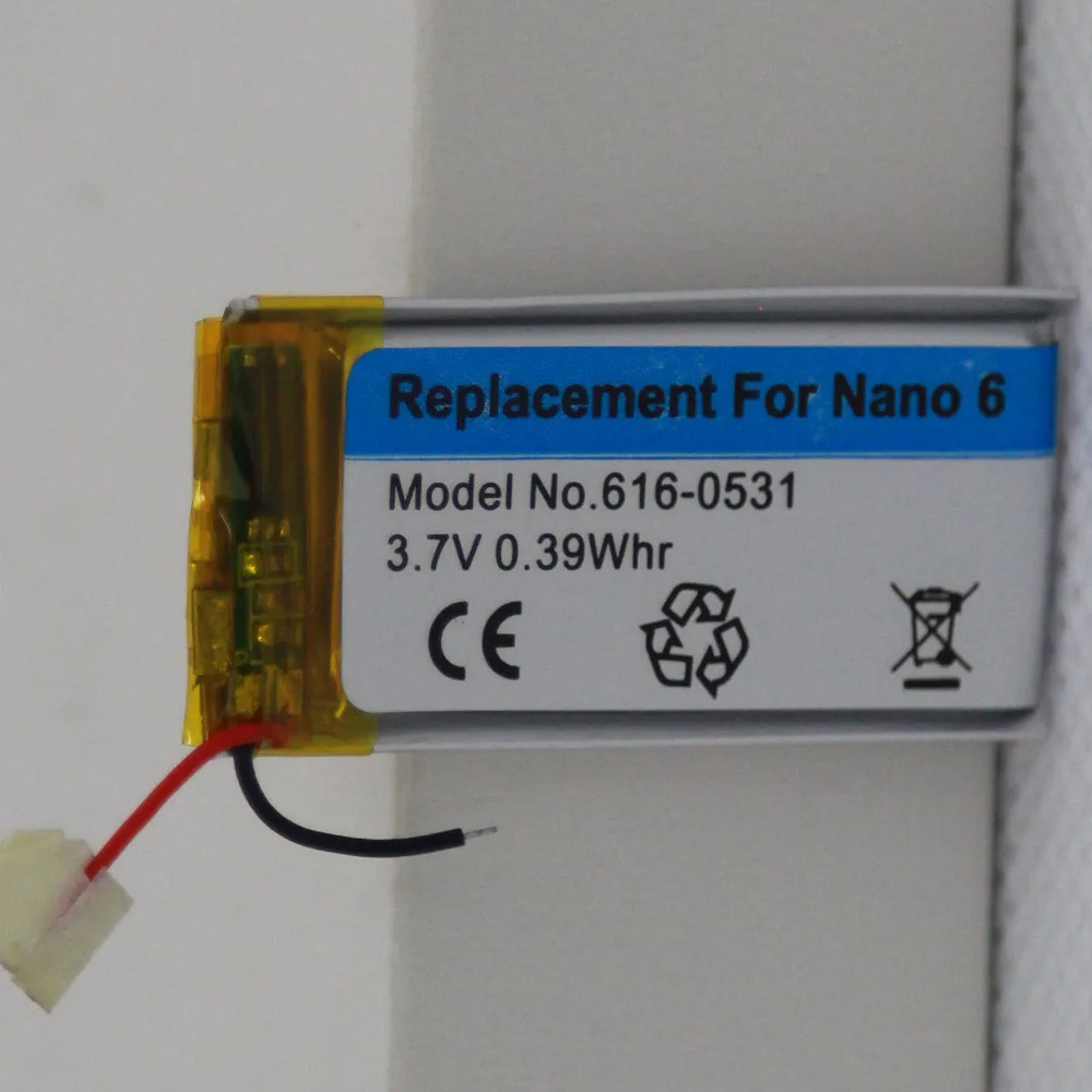 ISUNOO 5 шт./лот 3 7 V литий ионный аккумулятор замена 616 0531 батарея для iPod Nano 6 6th Gen 8GB