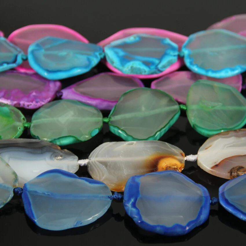 Разные цвета натуральные бусины из Драпированного агата россыпью крупные