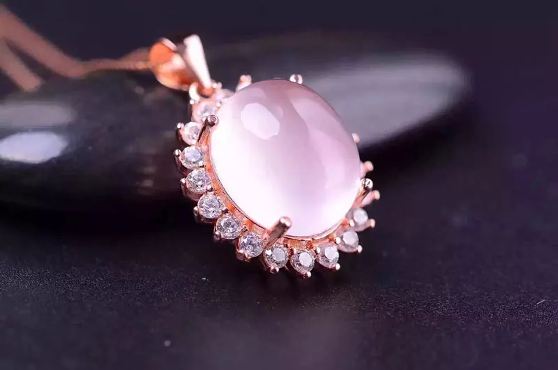 Натуральный розовый кварц ювелирное изделие из драгоценных камней комплект