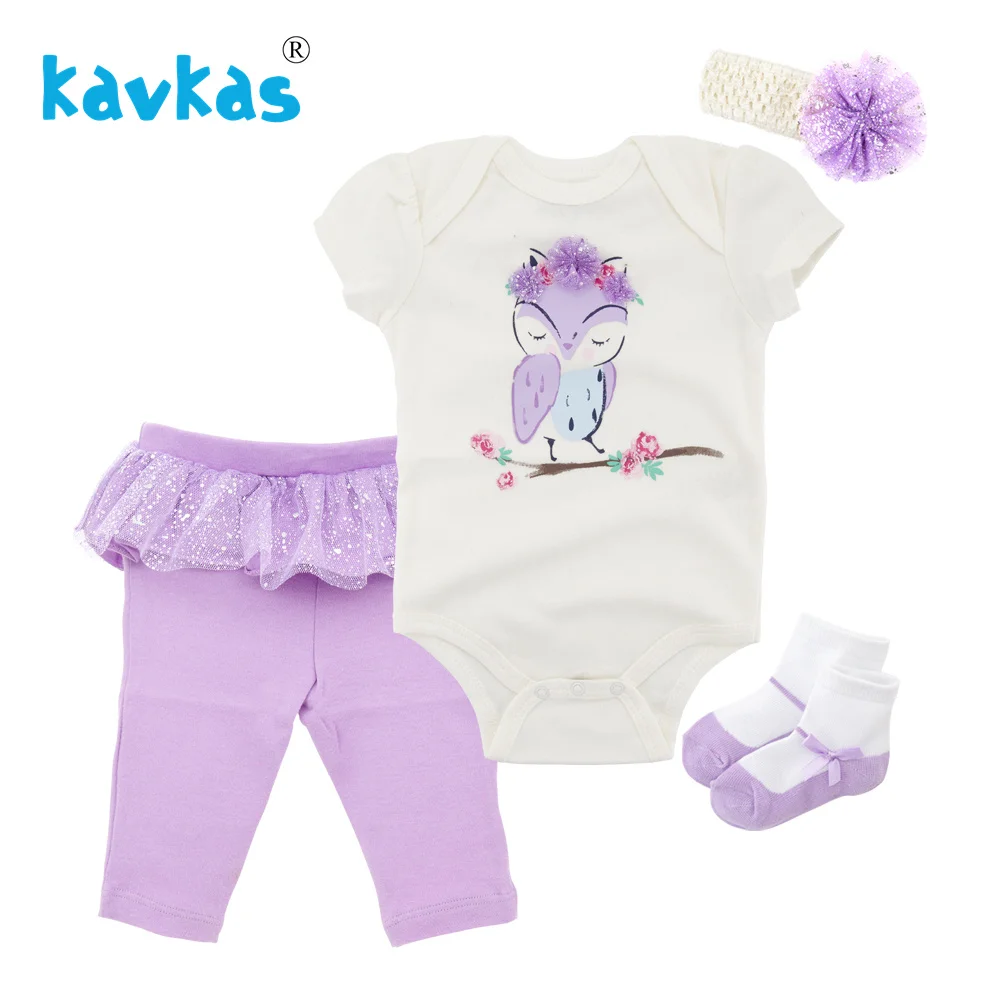 Kavkas/хлопковая одежда для сна для маленьких мальчиков и девочек, наряды с халатом платье для новорожденной, пижамный комплект, топ, штаны с колготками, повязка на голову, 4 предмета, детские халаты