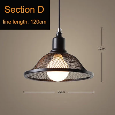 Section D with bulb Ретро промышленный ветер железная клетка люстра бар Лофт творческая личность ресторан кафе/бар/окно/Лофт люстра - Цвет корпуса: Section D with bulb