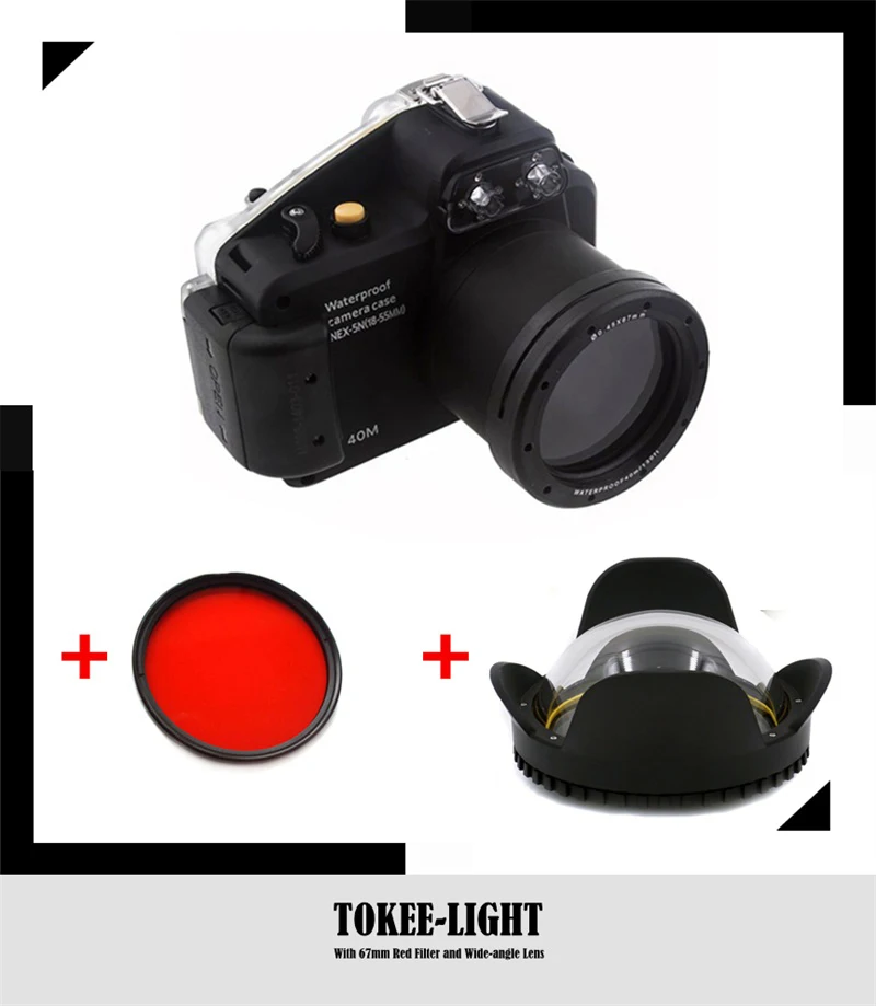 Подводный чехол для дайвинга Sony NEX-5R 16-50 мм NEX-6 18-55 камера с красным фильтром 67 +