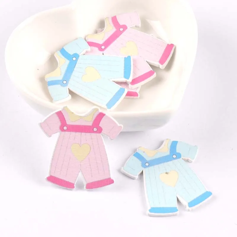 blue/pink baby cloth painting Wood Scrapbooking Craft for party birthday decoration ornament 20pcs 33x35mm MT1875 | Дом и сад