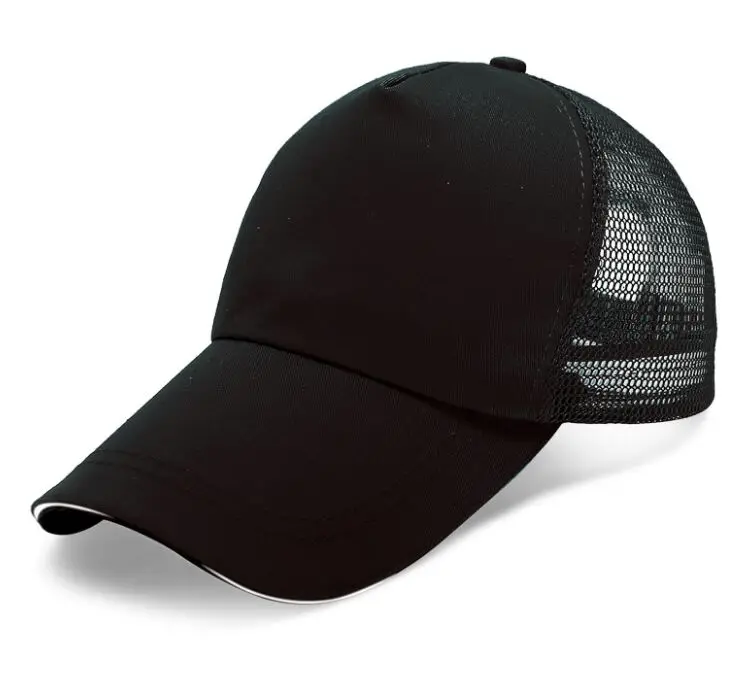 With mesh Black Мужские Регулируемые однотонные кепки с логотипом под заказ, женские сетчатые кепки, бейсболки с принтом логотипа для рекламы и продвижения - Цвет: With mesh Black