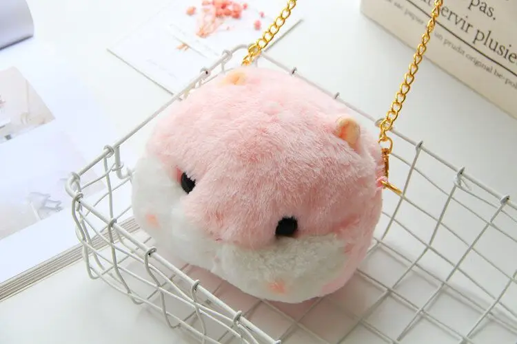 1 шт. 15*19 см Kawaii Плюшевые животное Хомяк Сумка Симпатичные мягкие плечо портмоне плюшевые сумки для девочек детей подарок на день рождения