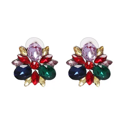 Multicolor Модные Висячие серьги для женщин, цветные Винтажные висячие серьги в стиле бохо, женские модные ювелирные изделия, большие серьги с кристаллами - Окраска металла: Multicolor