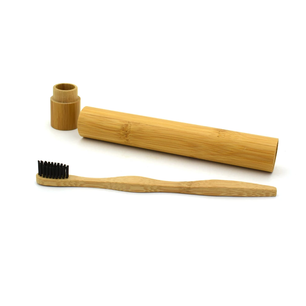 New Arrived Bamboo Handle Charcoal Toothbrush Nylon Toothbrushes For Home Hotel Travel Adults+Bamboo Tube Portable Packing | Красота и