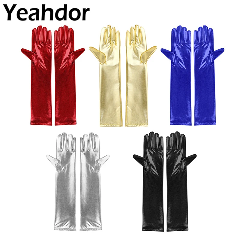 1 пара длинные перчатки для женщин и взрослых с металлическим блеском винтажные