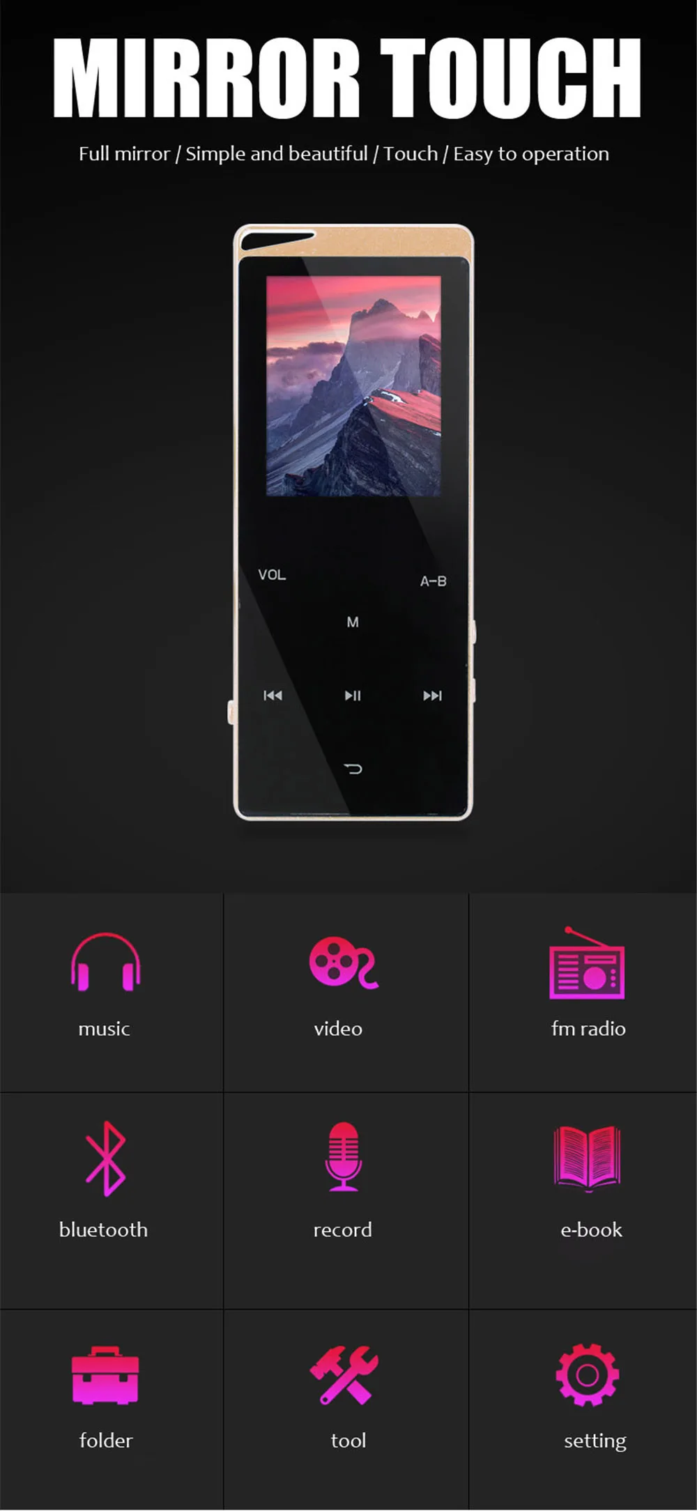 Модный музыкальный плеер с Bluetooth 16 Гб MP3 плеер тонкий сенсорный ключ HD студенческий mp3 плеер без потерь 32 ГБ Мини рекордер подарки