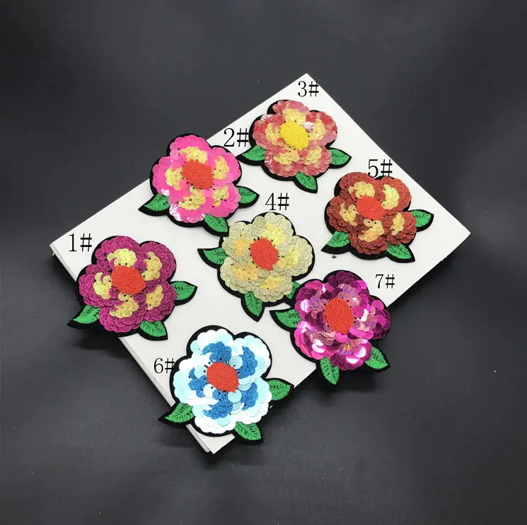 

New arrival 20 pcs 8.5x8cm Sequins Embroidered patches iron on Jeans coat tshirt bag dress decor repair Motif accessory diy