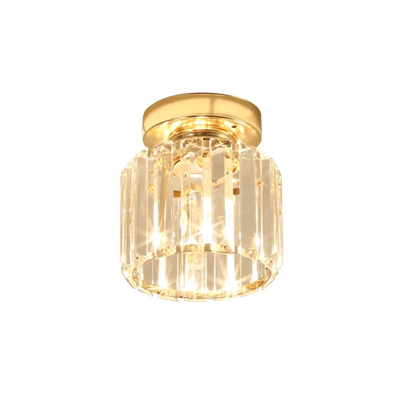 Round Gold Хрустальные потолочные светильники, Круглый квадратный потолочный коридорный светильник E14, освещение для гостиной, домашний декор - Цвет корпуса: Round Gold