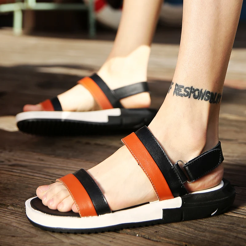 2017 Summer Men Beach Sandals New Quality Black Breathable Slippers Cheap Male Light Outdoor Casual Boy's Cool |