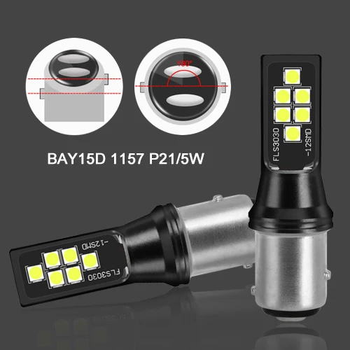 1157 BAY15D P21 5W 2 шт. 1156 BA15S P21W светодиодный BAU15S PY21W 1157 BAY15D P21/5 Вт светодиодный лампы R5W 3030 автомобильные светодиоды с чипом указатели поворота авто лампы 12V 24V - Испускаемый цвет: 1157 BAY15D P21 5W