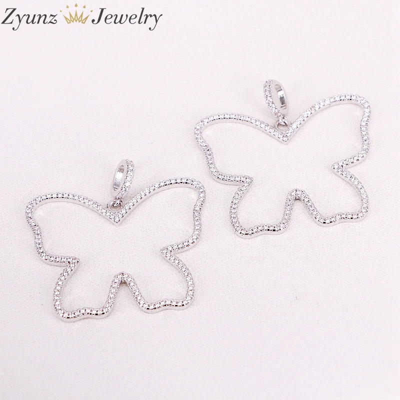 

5 Strands ZYZ303-8118 fashion copper hollow butterfly shape charm necklace micro cz paved beautiful pendant necklace for women