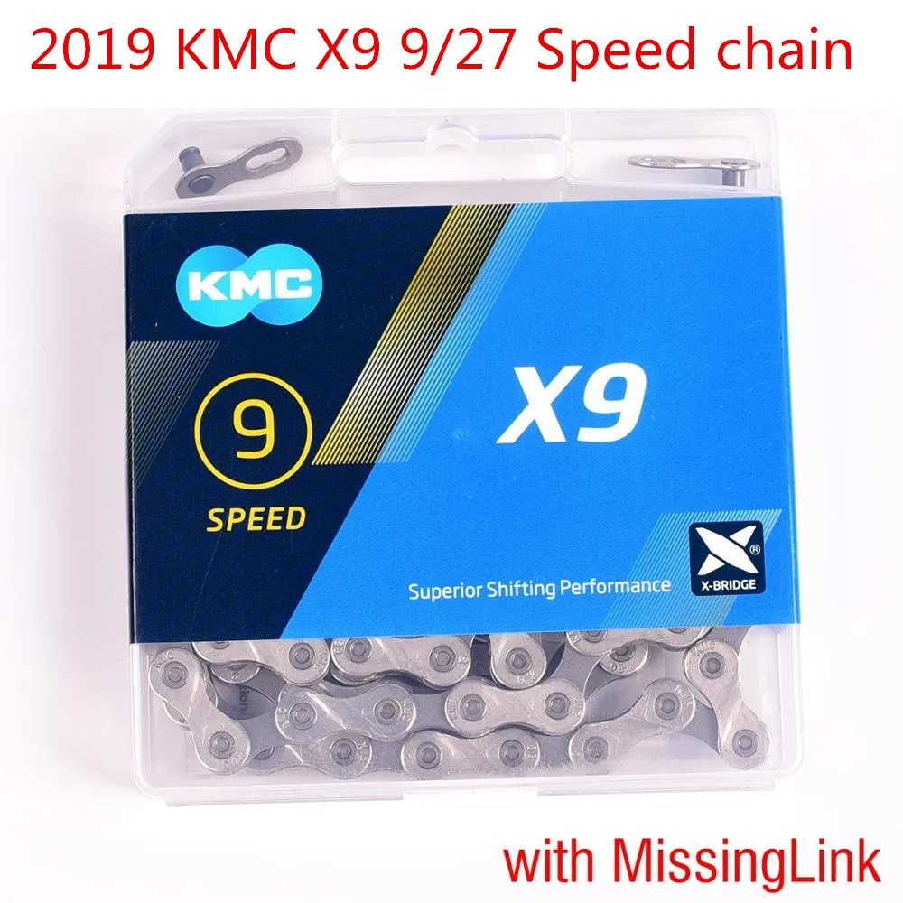 KMC X9 MTB дорожный горный велосипед серебряная цепь 116L 9 для скоростного велосипеда
