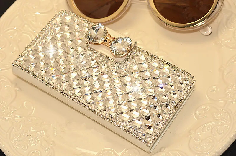 1 ШТ. Новый Роскошный Bling Кристалл Диаманта Rhinestone Бумажник Флип Кожаный Чехол