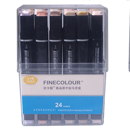 Finecolour EF102 двусторонняя щетка маркеры 12/24/36 манга Цвета тонов кожи эскиз графический дизайн с пенал для ручек - Цвет: 24 Colors with box