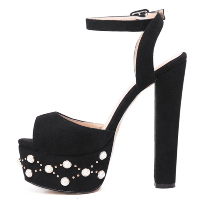 

Босоножки женские, на платформе, с жемчужными заклепками и открытым носком, с ремешком на щиколотке