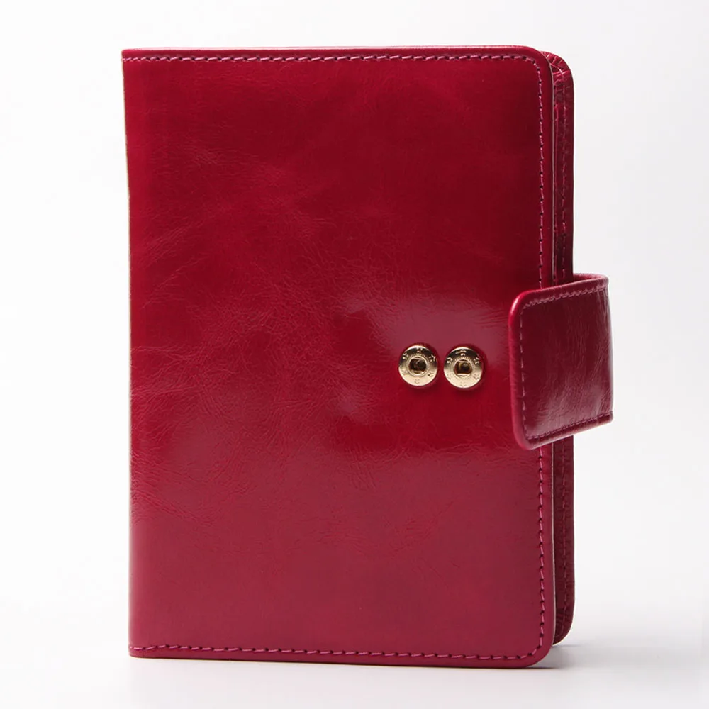 Из натуральной кожи женщин короткий старинные бумажник паспорт пакет масло воск