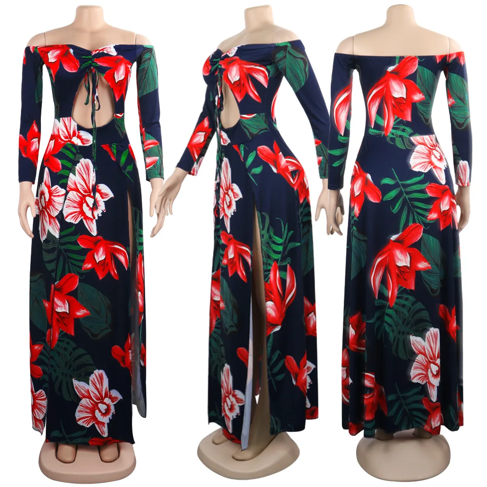 Joiekuno длинное платье с принтом 2019 blusas mujer de moda женское облегающее без бретелек