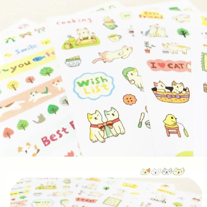 Милые наклейки 6 листов Kawaii корейские для дневника планировщика блокнота