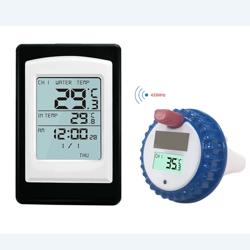 

Wireless Pool Thermometer Waterproof Digital SPA Swimming Pond Hot Tub Thermometers Solar Floating Time Alarm Temperature Meter