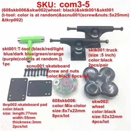 skateboard parts Skateboard Parts Combo~8pcs Abec9 Integrated Spacer Skateboard Bearings 608rs Longboard T-tool Skateboard Truck Bearings Wheels - Цвет: skateboard parts