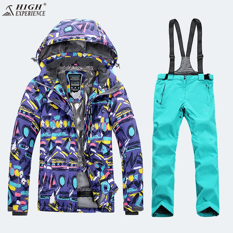 Ski Suit Women Winter Jackets Ladies Snowboard Set Snow Clothes Colorful Skiing And Snowboarding Waterproof Windbreaker Warm | Спорт и