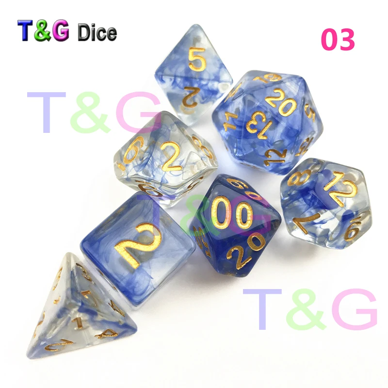 Совершенно новые кости многогранные Туманность Набор из 7 для D& d игры плюс сумка игра кости подарок - Цвет: Синий