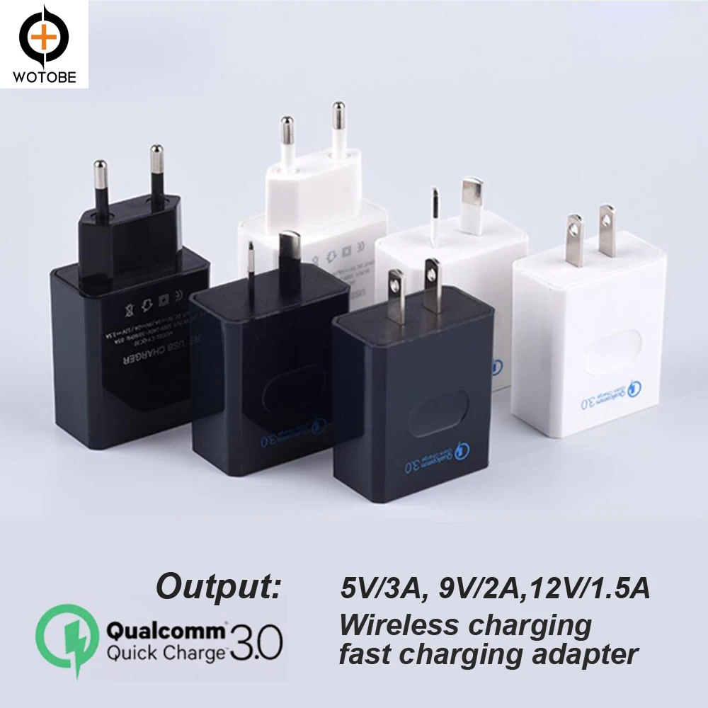 Беспроводной адаптер для быстрой зарядки QC 3,0 дорожное зарядное устройство 18 Вт 5 В/3 А 9 В/2 а 12 В/1,5 А для samsung iPhone htc huawei LG ipad