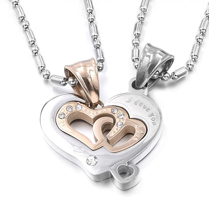 &quotI Love You&quot Hearts Jigsaw Puzzle Couple Necklace Stainless Steel Pendant For Men Women Jewellery Party Gift 2019 Jewelry |