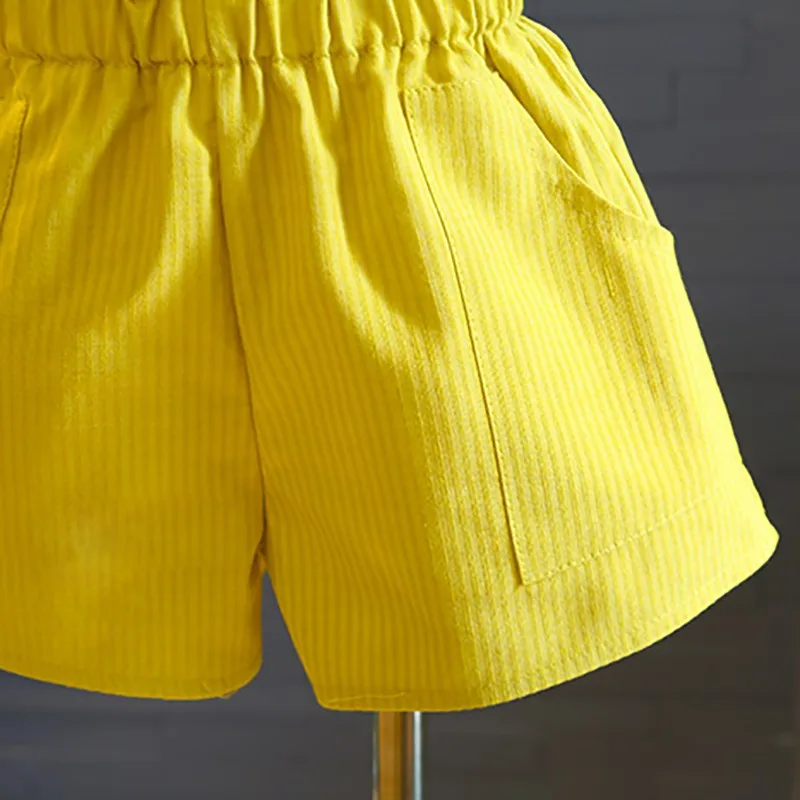 

Baby Girls Clothes Outfits Off-shoulder Sleeveless Top Shirt+Shorts Summer Girls Outfits Set 2pcs Cute Kids Clothes