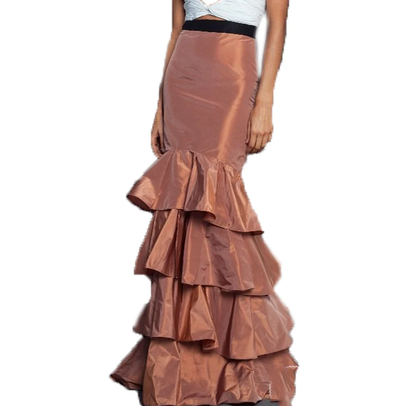 2017 шикарные сексуальные длинные юбки годе из тафты Женская юбка с оборками в