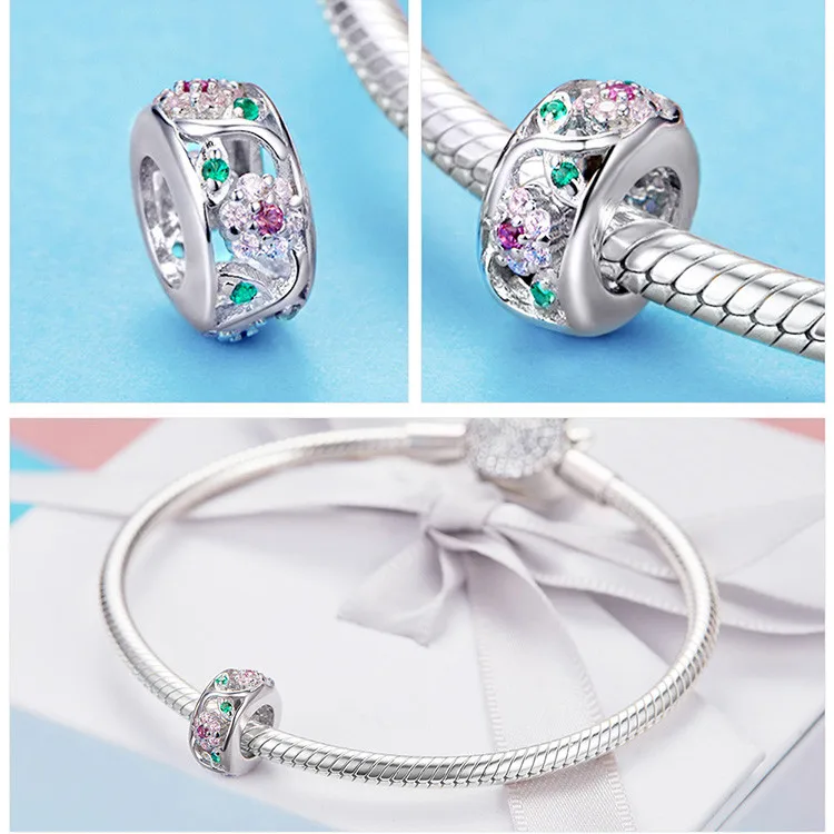 Браслет Pandora, 925 пробы, серебряный, загадочный, Океанский, голубой кристалл, черепаха, шарм, красное, полое сердце, любовь, мама, бусины, сделай сам, ювелирное изделие