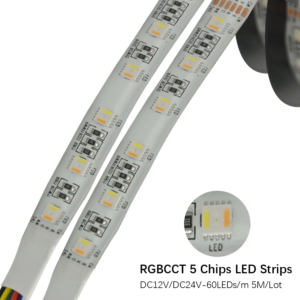 Новая гибкая светодиодная лента RGB + CCT SMD 5050 5 м 300 светодиодов 12 В постоянного тока