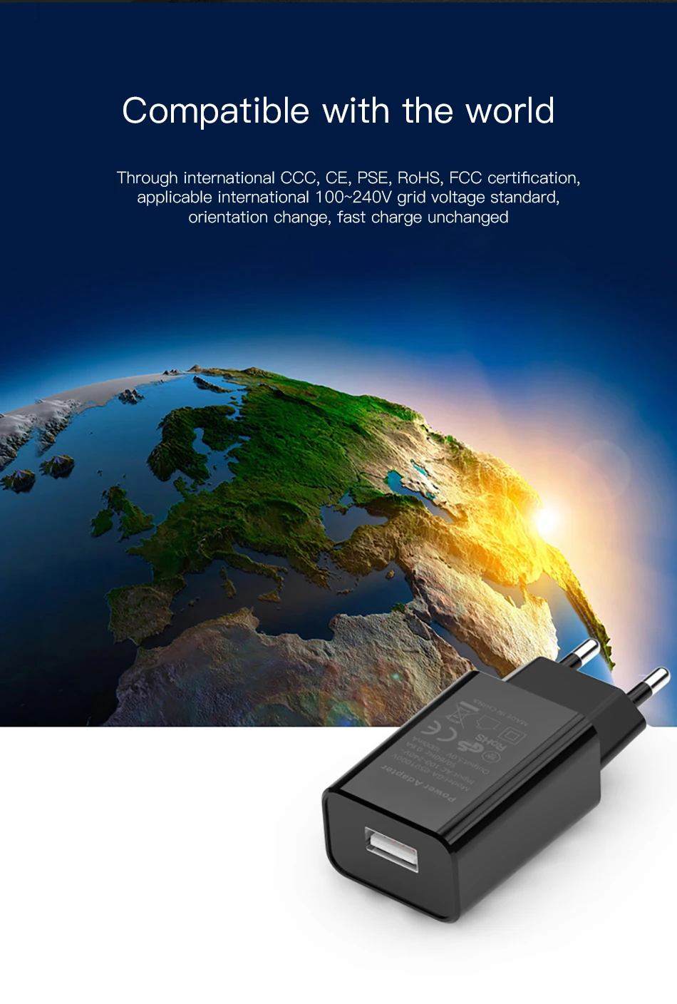 ACCEZZ Зарядное устройство USB для телефона с европейской вилкой 5В 1А Универсальное зарядное устройство для iphone 8 настенное зарядное устройство адаптер для samsung Xiaomi huawei LG зарядка