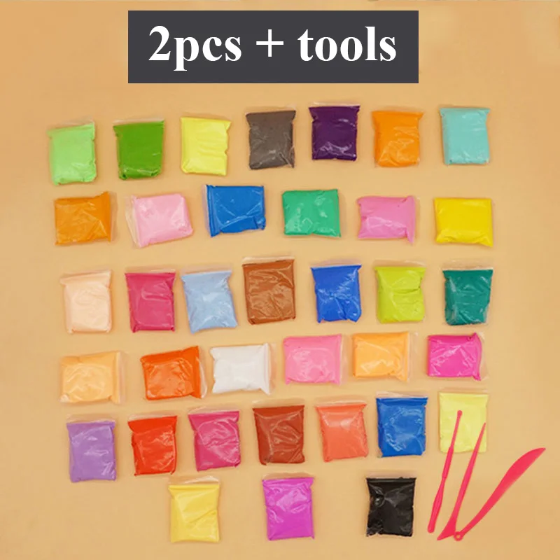 2pcs with 3pcs tools 2 шт. с инструментами, цветная глина, игрушка для пластилина, сухой на воздухе, светильник для моделирования, мягкий пластилин, игрушка из полимерной глины, Детские Поделки, сделай сам, ручная резинка - Цвет: 2pcs with 3pcs tools