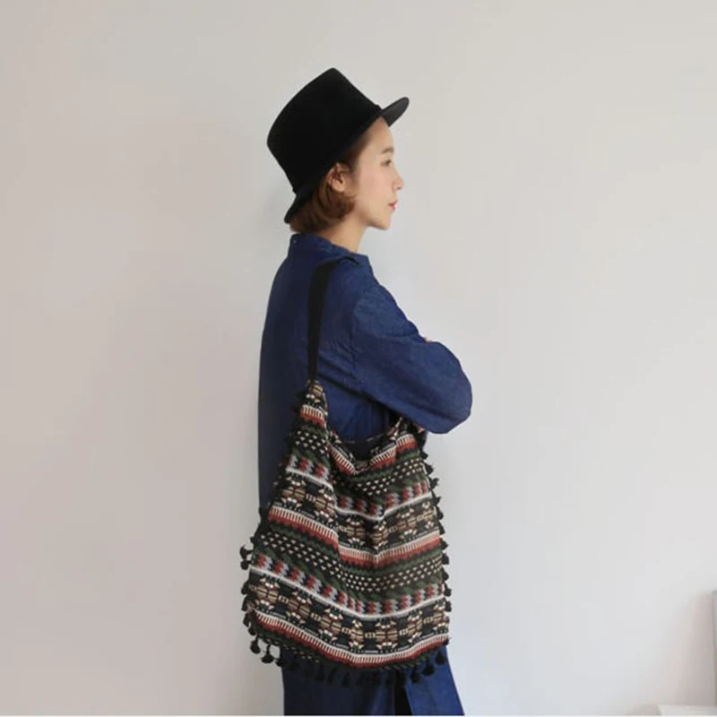 Женская этническая ретро сумка тоут с кисточками в стиле бохо|ladies handbags|bag tasselshoulder
