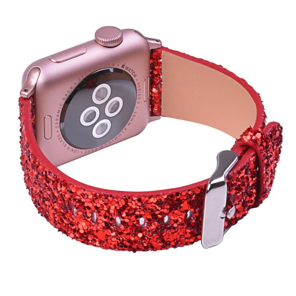 Кожаный ремешок для apple watch Band apple watch 5 4 3) 44 мм/40 мм, 42 мм, 38 мм, версия наручных часов iWatch, 5/4/3/2/1 Браслет bling Ремешок пояс