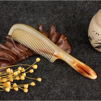 authentic natural pure horn comb head wooden combs anti off straight hair static large household gift hairbrush children sale
