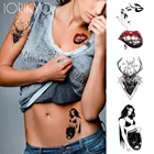 Временные тату-наклейки с черным оленем, водостойкие мужские тату для красивой девушки и рота, косметика для взрослых, искусственная татуировка на руку, стойкая