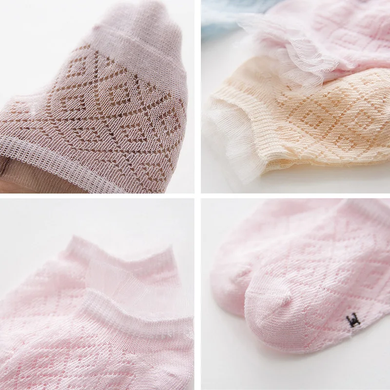 5 пар/лот Сезон весна лето Новые тонкие носки в сеточку Детские милое кружевное