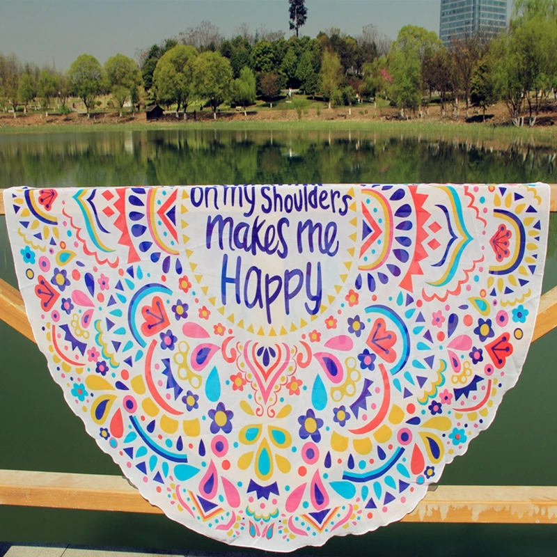 Модные загорать круглый пляжное Полотенца большой шифон с принтом букв Йога