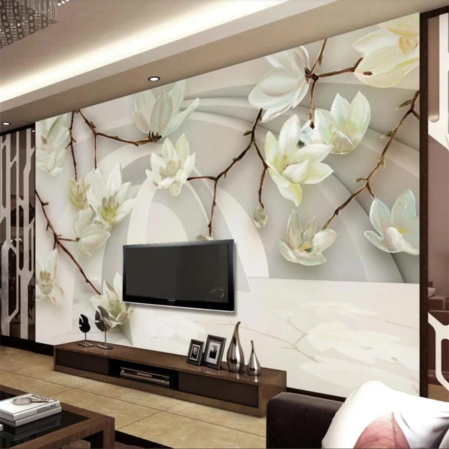 

beibehang papel de parede Custom wallpaper 3D stereo mural painting magnolia living room bedroom TV background wall paper mural