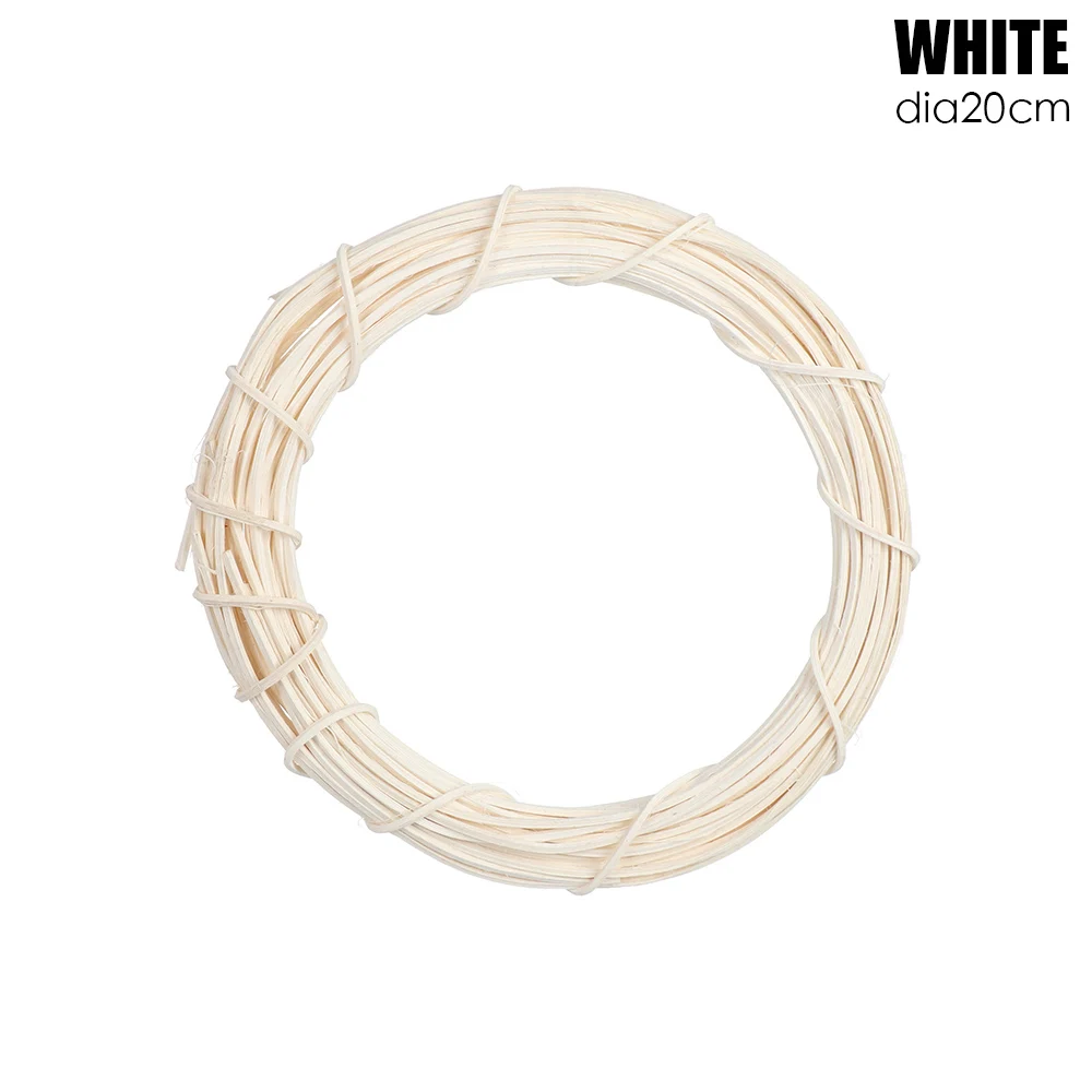 dia 20cm white 10/20/30 см ручной работы Рождественский ивовые прутья венок с украшением в виде кольца Свадьба украшение стены стол Дисплей DIY сушеные ротанга натуральный домашней двери - Цвет: dia 20cm white